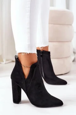 Ocieplane Botki Na Słupku Czarne Sally