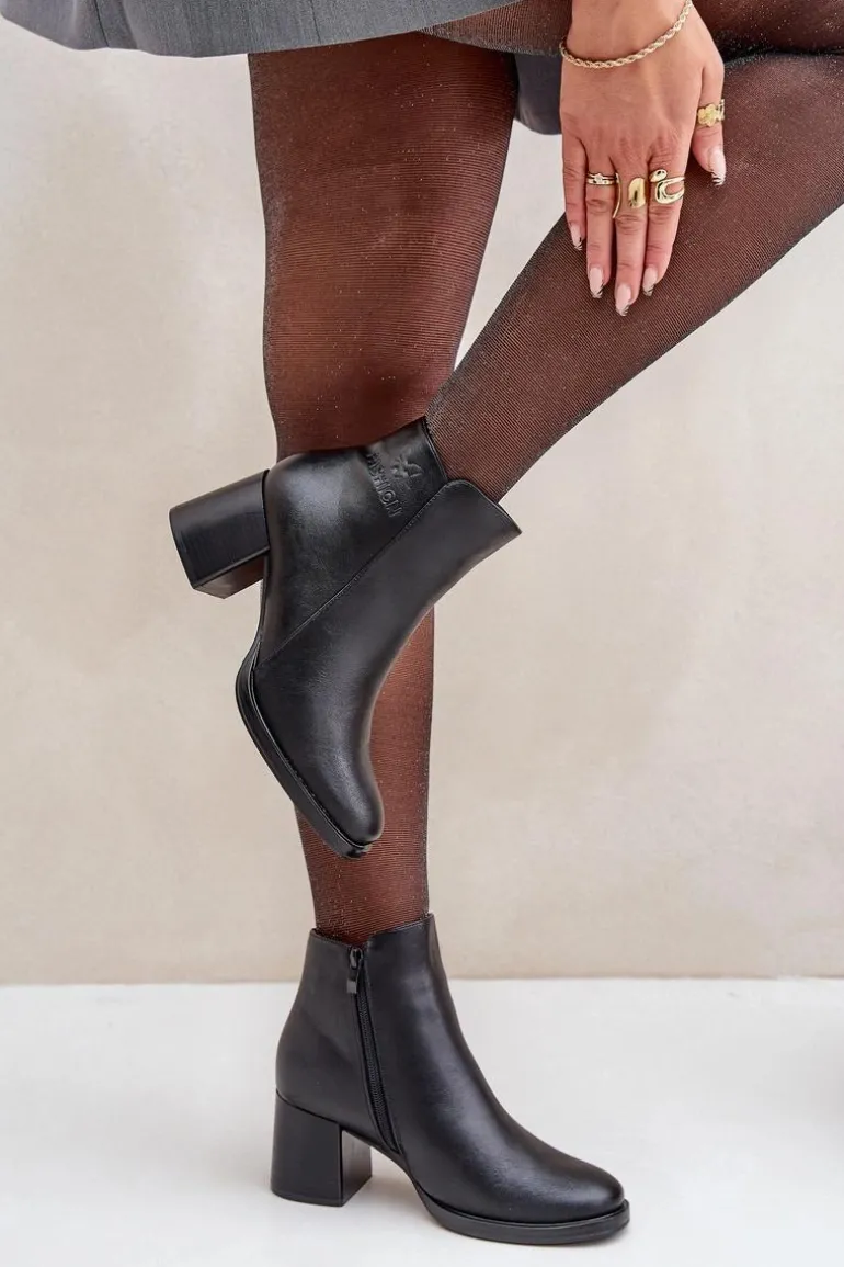 Ocieplane Botki Na Słupku Czarne Feliveth