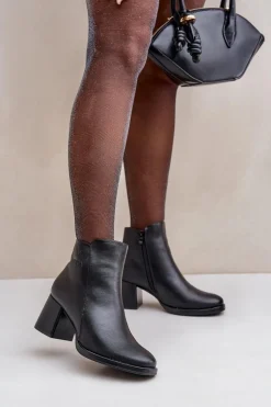 Ocieplane Botki Na Słupku Czarne Feliveth