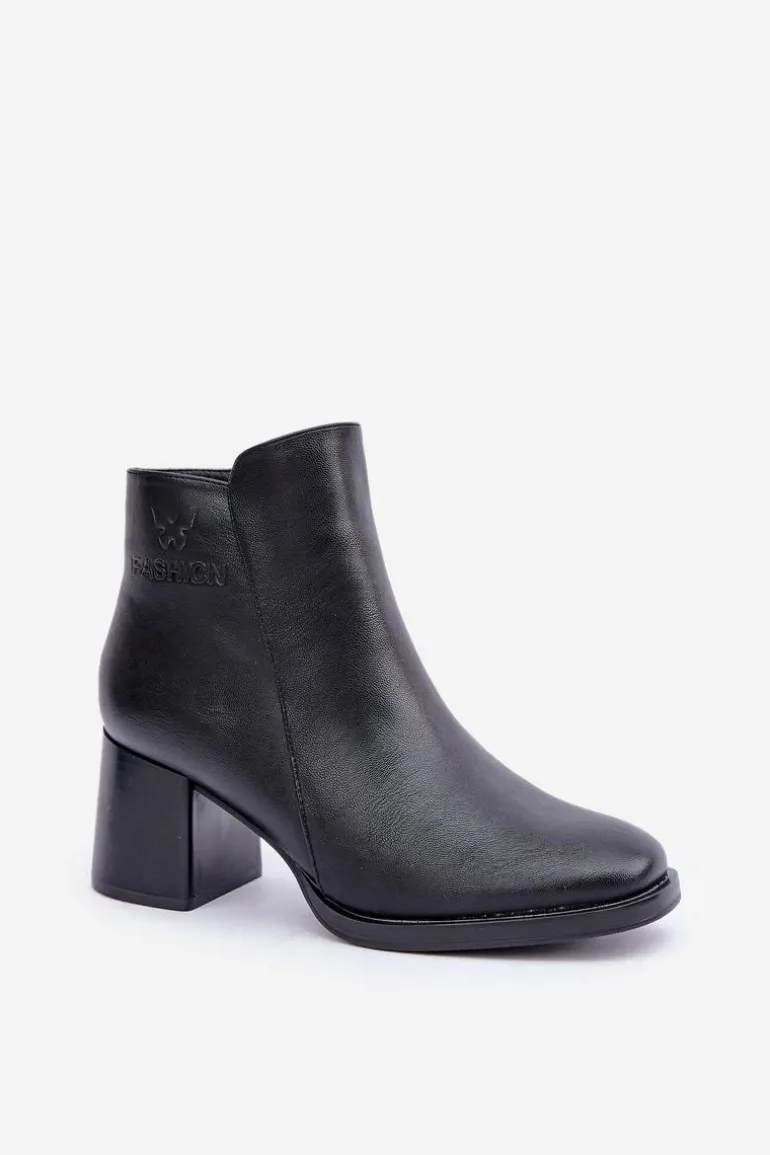 Ocieplane Botki Na Słupku Czarne Feliveth