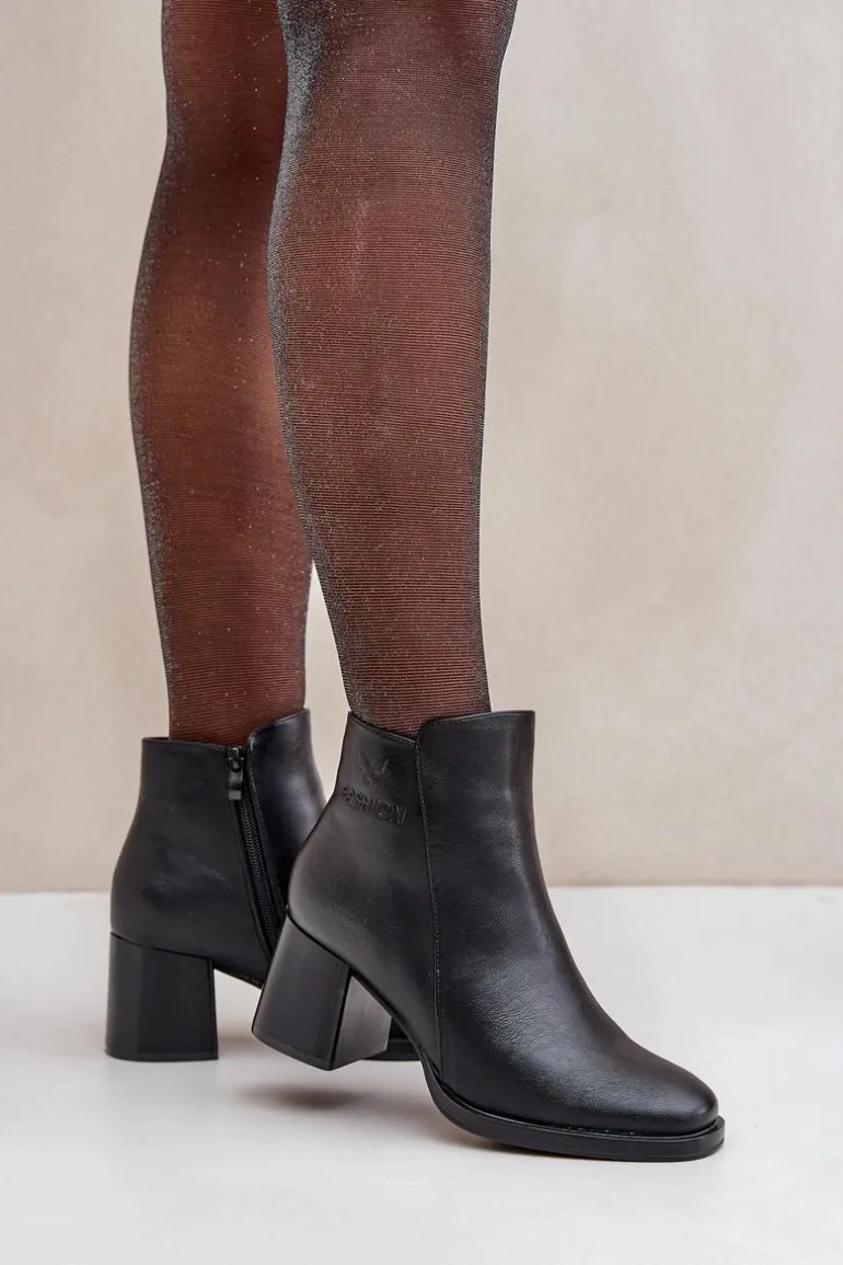 Ocieplane Botki Na Słupku Czarne Feliveth