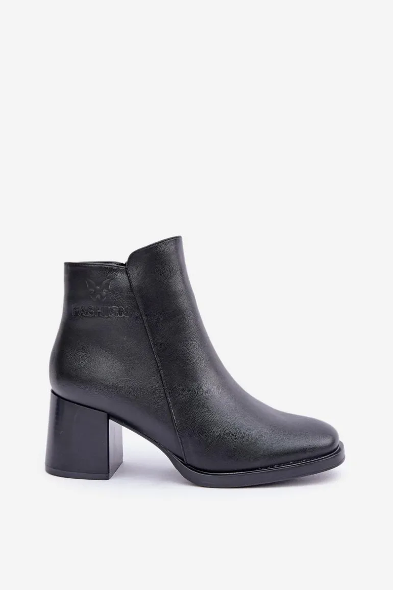 Ocieplane Botki Na Słupku Czarne Feliveth