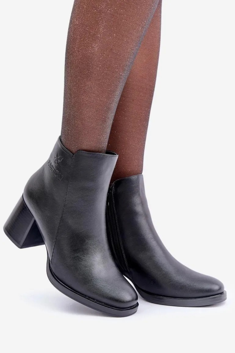 Ocieplane Botki Na Słupku Czarne Feliveth