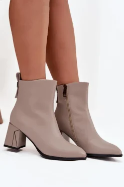 Ocieplane Botki Na Słupku Z Naturalnej Skóry Vinceza 66812 Szare