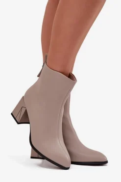 Ocieplane Botki Na Słupku Z Naturalnej Skóry Vinceza 66812 Szare