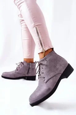 Ocieplane Botki Na Suwak Szare Malitea