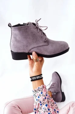 Ocieplane Botki Na Suwak Szare Malitea