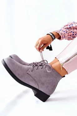 Ocieplane Botki Na Suwak Szare Malitea