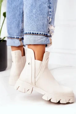 Ocieplane Botki Sztyblety Beżowe Hashtag