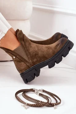 Ocieplane Botki Sztyblety Ciemnozielone Good Idea