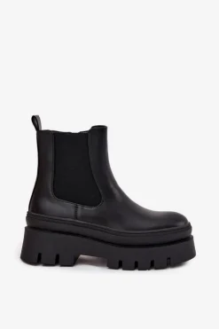 Ocieplane Botki Sztyblety Damskie Na Platformie Czarne Ismira