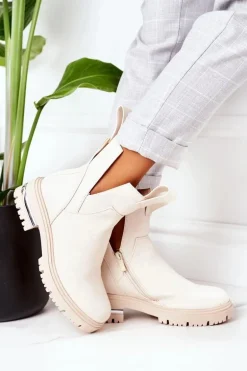 Ocieplane Botki Sztyblety Beżowe Rock It