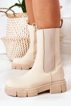 Ocieplane Botki Sztyblety Beżowe Must Have