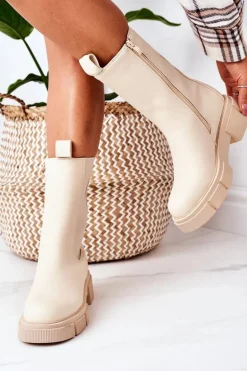 Ocieplane Botki Sztyblety Beżowe Must Have