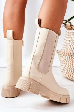 Ocieplane Botki Sztyblety Beżowe Must Have