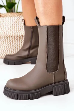 Ocieplane Botki Sztyblety Ciemnozielone Must Have