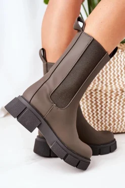 Ocieplane Botki Sztyblety Ciemnozielone Must Have