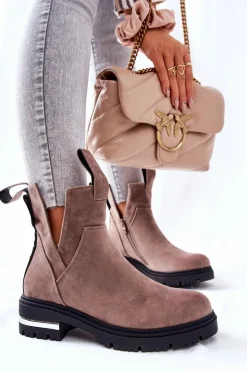 Ocieplane Botki Sztyblety Z Suwakiem Cappucino My Way