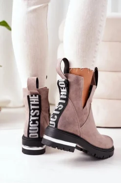 Ocieplane Botki Sztyblety Z Suwakiem Szare My Way
