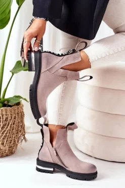 Ocieplane Botki Sztyblety Z Suwakiem Szare My Way