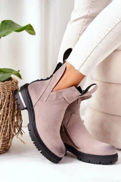 Ocieplane Botki Sztyblety Z Suwakiem Szare My Way