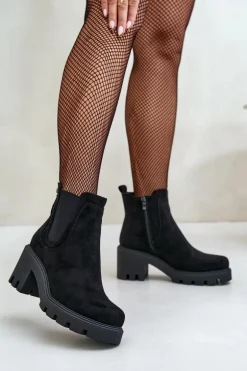 Ocieplane Botki Sztyblety Na Zamek Czarne Arlethia