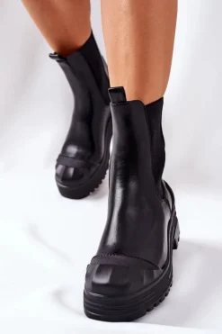 Ocieplane Botki Sztyblety Czarne Time Off