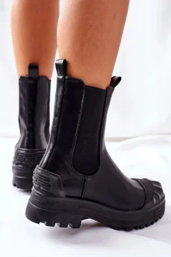 Ocieplane Botki Sztyblety Czarne Time Off