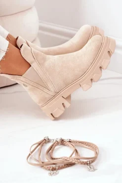 Ocieplane Botki Sztyblety Beżowe Good Idea