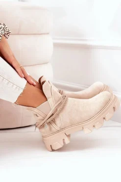 Ocieplane Botki Sztyblety Beżowe Good Idea