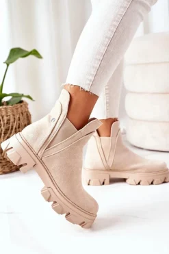 Ocieplane Botki Sztyblety Beżowe Good Idea