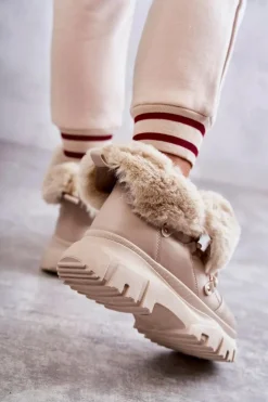 Ocieplane Botki Trapery Beżowe Charles