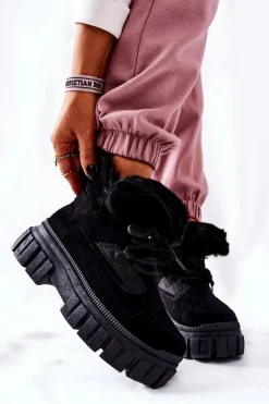 Ocieplane Botki Trapery Czarne Demaris