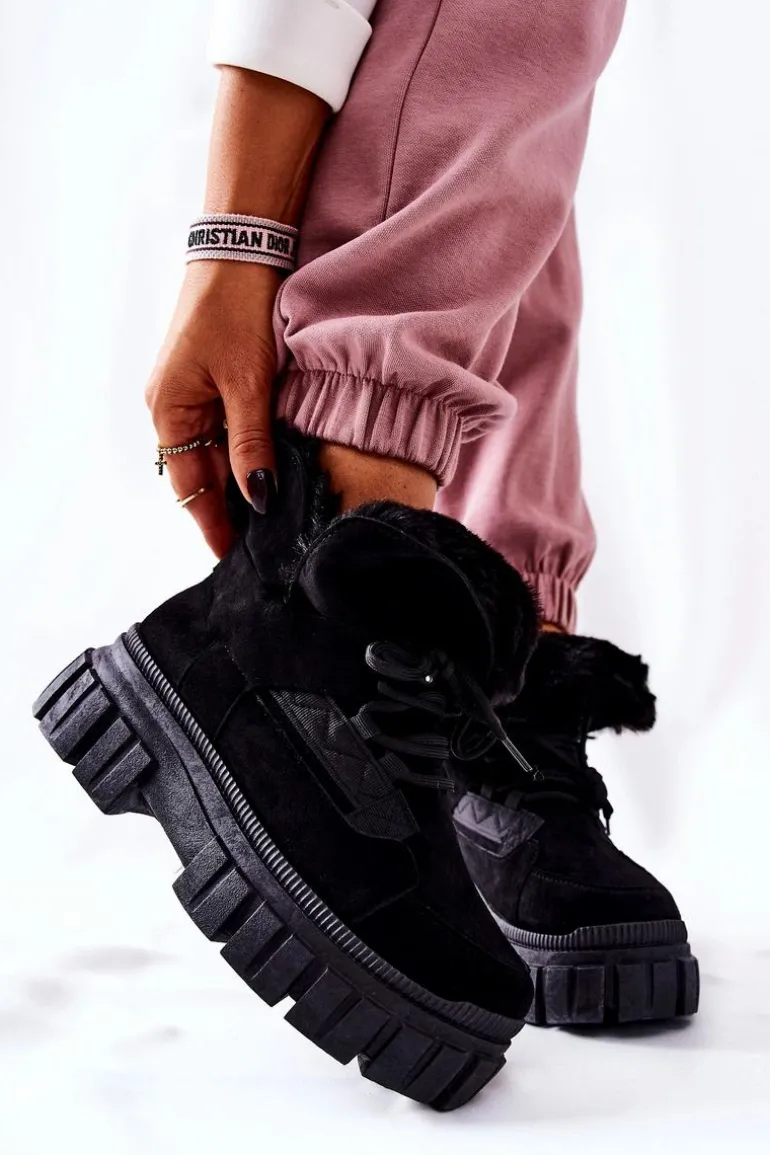 Ocieplane Botki Trapery Czarne Demaris