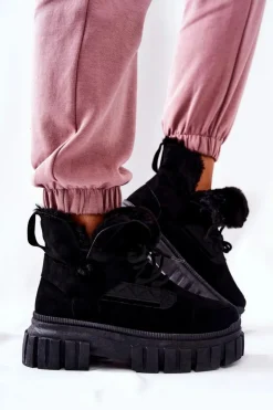 Ocieplane Botki Trapery Czarne Demaris