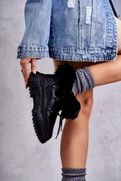 Ocieplane Botki Trapery Czarne Charles