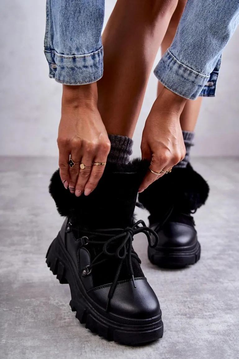 Ocieplane Botki Trapery Czarne Charles