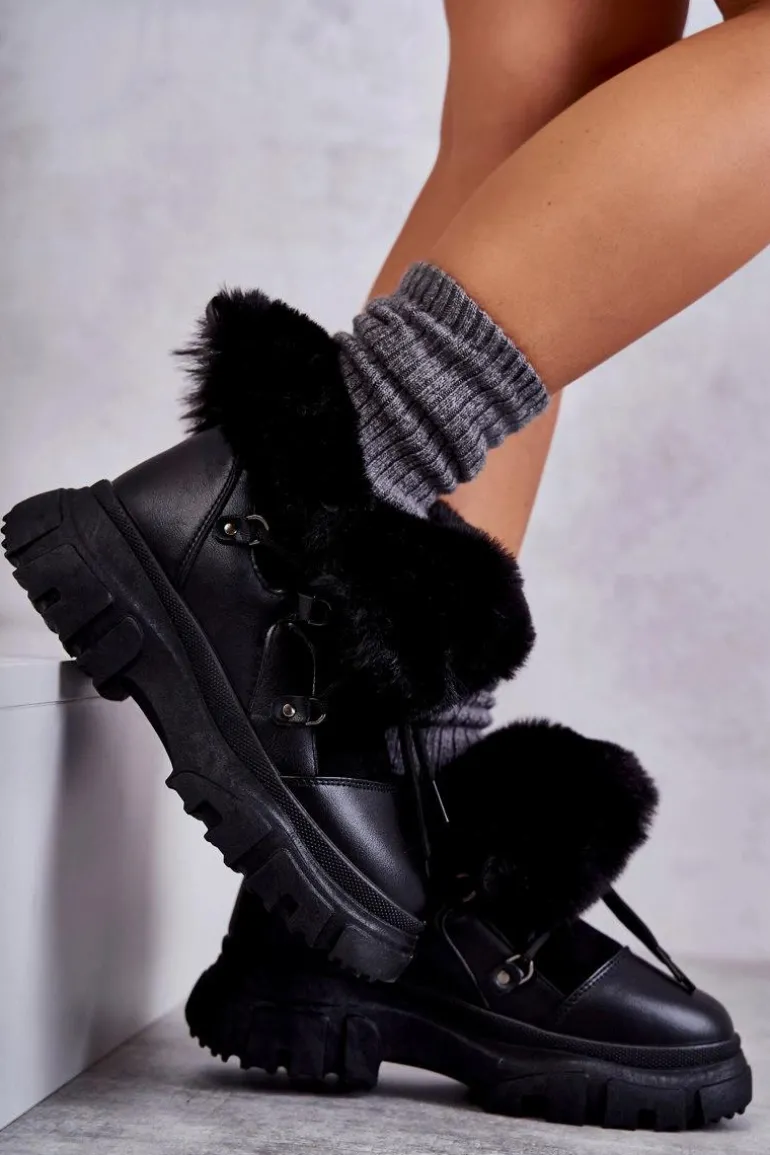 Ocieplane Botki Trapery Czarne Charles