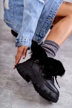 Ocieplane Botki Trapery Czarne Charles