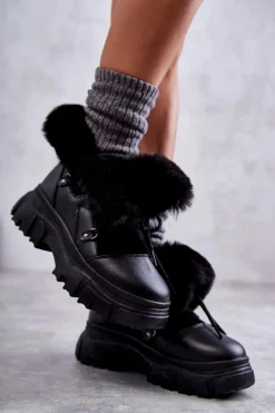 Ocieplane Botki Trapery Czarne Charles