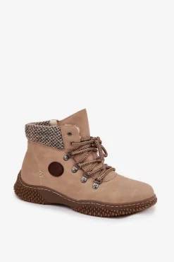 Ocieplane Botki Trapery Damskie Beżowe Zenaya