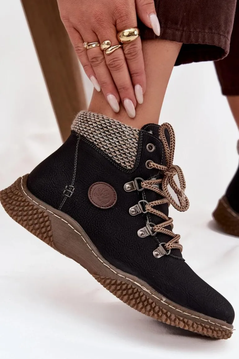 Ocieplane Botki Trapery Damskie Czarne Zenaya