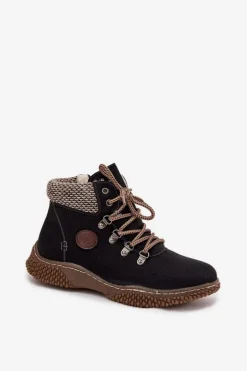 Ocieplane Botki Trapery Damskie Czarne Zenaya