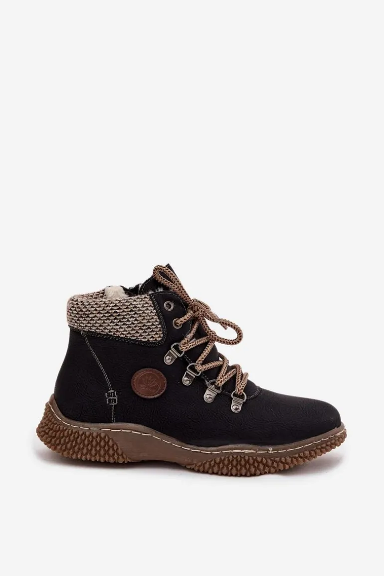 Ocieplane Botki Trapery Damskie Czarne Zenaya