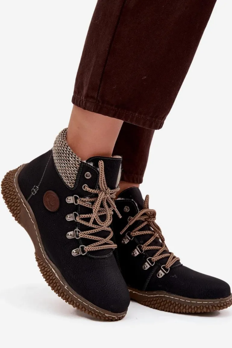 Ocieplane Botki Trapery Damskie Czarne Zenaya