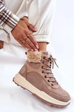 Ocieplane Botki Trapery Lee Cooper LCJ-22-44-1363 Różowe