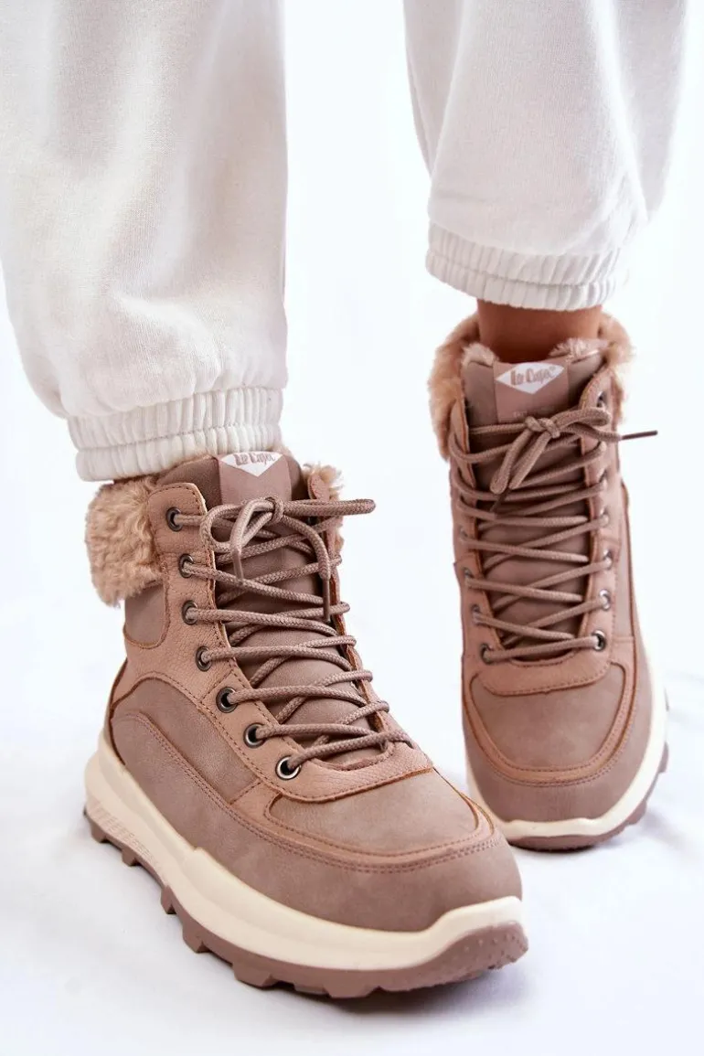 Ocieplane Botki Trapery Lee Cooper LCJ-22-44-1363 Różowe