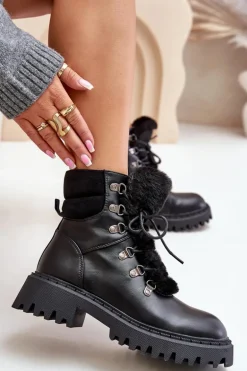 Ocieplane Botki Trapery Na Zamek Z Eko Skóry Czarne Willatta