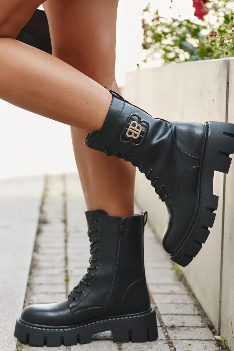 Ocieplane Botki Wokrery Damskie Z Ozdobą Czarne Melisse