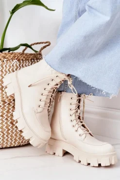 Ocieplane Botki Workery Beżowe World Is Mine